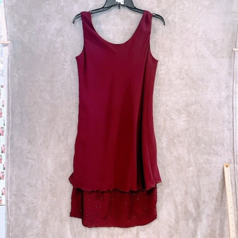 Jeffrey & Dara Dress Womens 12 Sleeveless Layered Embellished Beaded Evening For